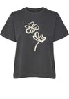 Vero Moda Caya Flower Embroidered T Shirt, Grey