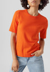 Vero Moda Happiness Fine Knit Top, Tangerine Tango