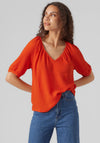 Vero Moda Kassi Textured Top, Tangerine Tango