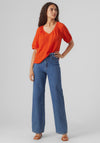 Vero Moda Kassi Textured Top, Tangerine Tango