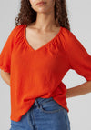 Vero Moda Kassi Textured Top, Tangerine Tango