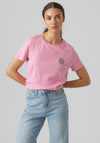 Vero Moda Lee Olly Floral Embroidered Design T-Shirt, Pink