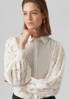 Vero Moda Cabena Lace Sleeve Shirt, White