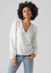 Vero Moda Mali V-Neck Textured Blouse, Snow White