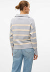 Vero Moda Saba Striped Zip Neck Pullover, Grey