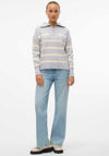 Vero Moda Saba Striped Zip Neck Pullover, Grey