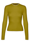 Vero Moda Flouncy Contrast Trim Knitted Sweater, Avocado Oil