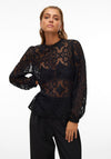 Vero Moda Ganna Semi Sheer Lace Blouse, Black