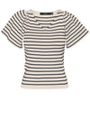 Vero Moda Ginny Striped V Neck Top, Navy Blazer