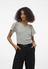 Vero Moda Ginny Striped V Neck Top, Navy Blazer