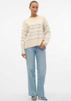 Vero Moda Saba Stripe Print Sweater, Birch & Blue