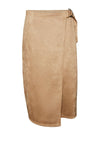 Vero Moda Thea Faux Suede Wrap Midi Skirt, Tan