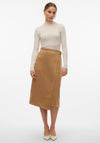 Vero Moda Thea Faux Suede Wrap Midi Skirt, Tan