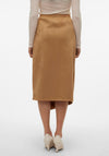 Vero Moda Thea Faux Suede Wrap Midi Skirt, Tan