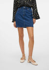 Vero Moda Tessa Mini A-Line Denim Skirt, Dark Blue Denim