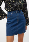 Vero Moda Tessa Mini A-Line Denim Skirt, Dark Blue Denim