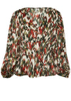 Vero Moda Mina Abstract Print Peplum Blouse, Green Multi