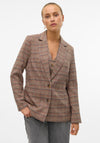 Vero Moda Ellie Check Loose Blazer, Brown