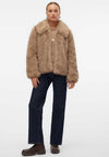 Vero Moda Audrey Faux Fur Short Jacket, Brown