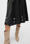 Vero Moda Emmy Faux Leather Eyelet Skirt, Black