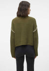 Vero Moda Contrast Stitch High Neck Jumper, Green