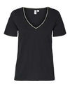 Vero Moda Ranva Metallic V Neck T Shirt, Black