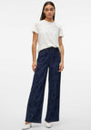 Vero Moda Kathy Paisley High Rise Wide Leg Jeans, Dark Blue Denim