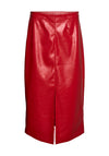 Vero Moda Camilla Faux Leather Midi Skirt, Red