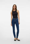 Vero Elly Mid Rise Skinny Jeans, Dark Blue