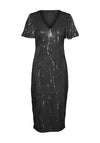 Vero Moda Ellen Sequin V Neck Dress, Black