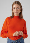 Vero Moda Holly Balloon Sleeve Sweater, Tangerine Tango