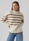 Vero Moda Wiona Striped Knit Jumper, Birch & Brown