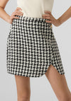 Vero Moda Paige Houndstooth Wrap Mini Skirt, Black & White