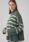 Vero Moda Wiona Striped Knit Jumper, Birch & Dark Forest