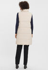 Vero Moda Sala Long Padded Gilet, Oatmeal