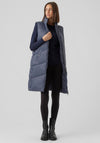 Vero Moda Sala Long Padded Gilet, Ombre Blue