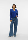 Vero Moda Elly V-Neck Knitted Sweater, Mazarine Blue