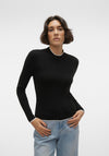 Vero Moda Flouncy Contrast Trim Knitted Sweater, Birch and Black