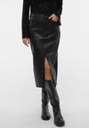 Vero Moda Veri Faux Leather Midi Skirt, Black