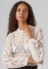 Vero Moda Gannah Semi Sheer Lace Blouse, Cloud Dancer