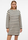 Vero Moda Saba Striped Jumper Dress, Cream and Black