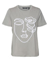 Vero Moda Line Rose Face T Shirt, Grey