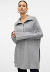 Vero Moda Pernilla Zip Neck Oversized Jumper, Grey