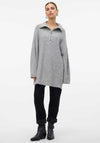 Vero Moda Pernilla Zip Neck Oversized Jumper, Grey