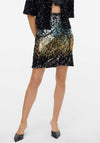 Vero Moda Ria Sequin Ombre Mini Skirt, Black Multi