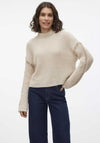 Vero Moda Contrast Stitch High Neck Jumper, Beige