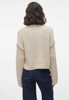 Vero Moda Contrast Stitch High Neck Jumper, Beige