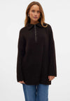 Vero Moda Pernilla Zip Neck Oversized Jumper, Brown