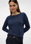 Vero Moda Doffy Round Neck Knit Jumper, Navy Blazer