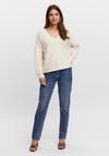 Vero Moda Doffy V-Neck Fine Knit Sweater, Birch